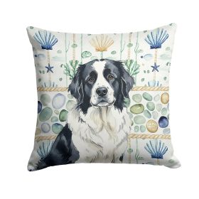 Landseer Newfoundland Coastal Sea Glass Throw Pillow Decorative Indoor Outdoor Accent Cushion for Couch, Bed or Patio, 14Hx14W