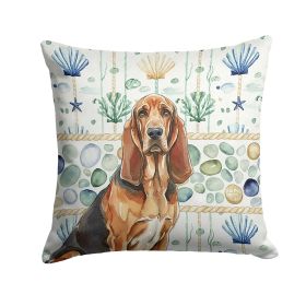 Liver and Tan Bloodhound Coastal Sea Glass Throw Pillow Decorative Indoor Outdoor Accent Cushion for Couch, Bed or Patio, 18Hx18W