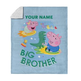 Hasbro Peppa Pig Big Bro Personalized Silk Touch Sherpa Throw Blanket 50x60 inches