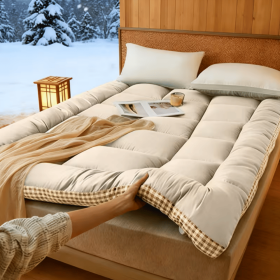 Mattress with checkered three-dimensional edges, Beige, King size