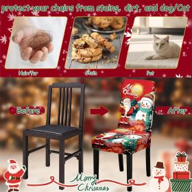 Christmas Chair Covers, Stretch Dining Room Chair Covers Set of 6, Christmas Decoration/Home Decor Chair Protector Slipcovers
