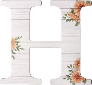 Large Wooden Letters 12 Inch Rustic Wooden Letters H for Wall Decor Home Wood Letters Sunflower Big Wood Wall Letters Decor for Living Room Bedro