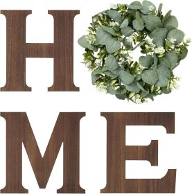 Farmhouse Wall Home Sign with Artificial Eucalyptus for O Rustic Wooden Hanging Letters Decorative Wall Art Decor for Living Room Kitchen Entrywa