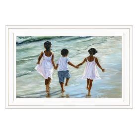 "Running on the Beach" By Georgia Janisse, Ready to Hang Framed Print, White Frame