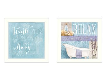 "Wash Collection" 2-Piece Vignette By Mollie B., Printed Wall Art, Ready To Hang Framed Poster, White Frame