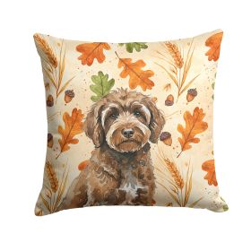 Brown Portuguese Water Dog Heirloom Fall Throw Pillow Decorative Indoor Outdoor Accent Cushion for Couch, Bed or Patio, 18Hx18W