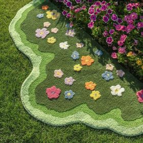 Cute Green Moss Bathroom Runner Rug Long Rectangular Boho Aesthetic Leaf Leaves Bath Mat Shaggy Non Slip Absorbent Shower Mat Decor (Green & Moss