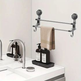 "Rental-Friendly Towel Rack - 1PC Non-Slip Suction Cup Metal Hooks for Home & Dorm Decor"