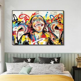 Hand Painted Oil Painting Abstract Portrait Wall Art Hand painted-Laughing Monkey Oil Paintings On Canvas-Hand Made Wall Graffiti-For Home Decora (Style: 01, size: 90X120cm)